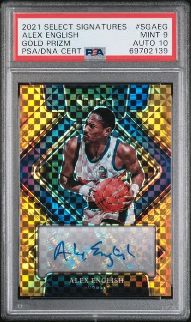 2021-22 Panini Select Alex English Signatures Gold Prizm #SGAEG card image