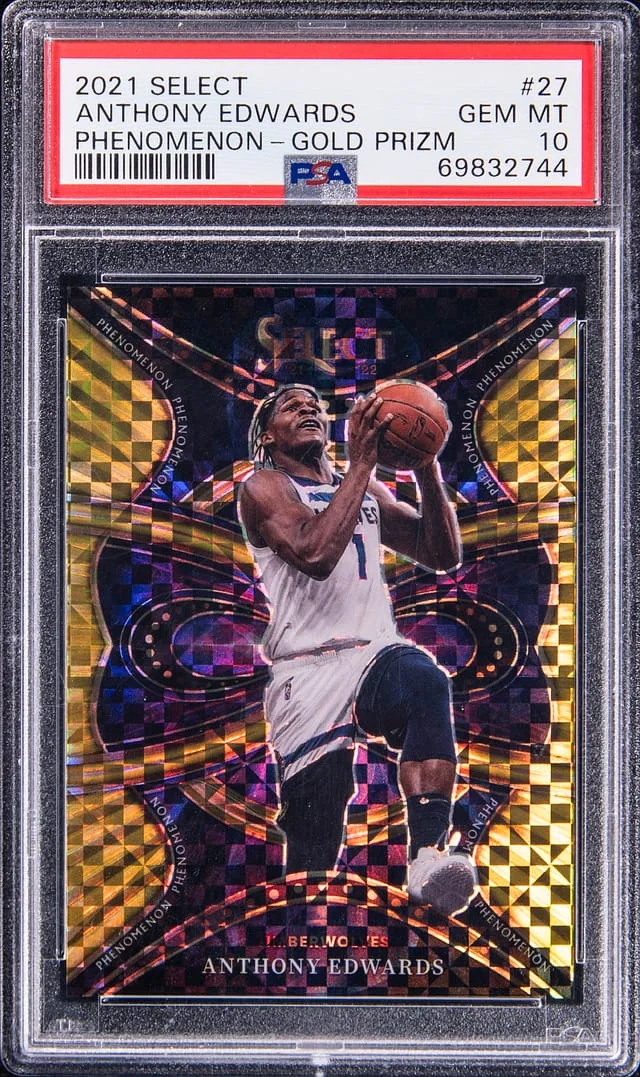 2021-22 Panini Select Anthony Edwards Phenomenon Gold Prizm #27 card image