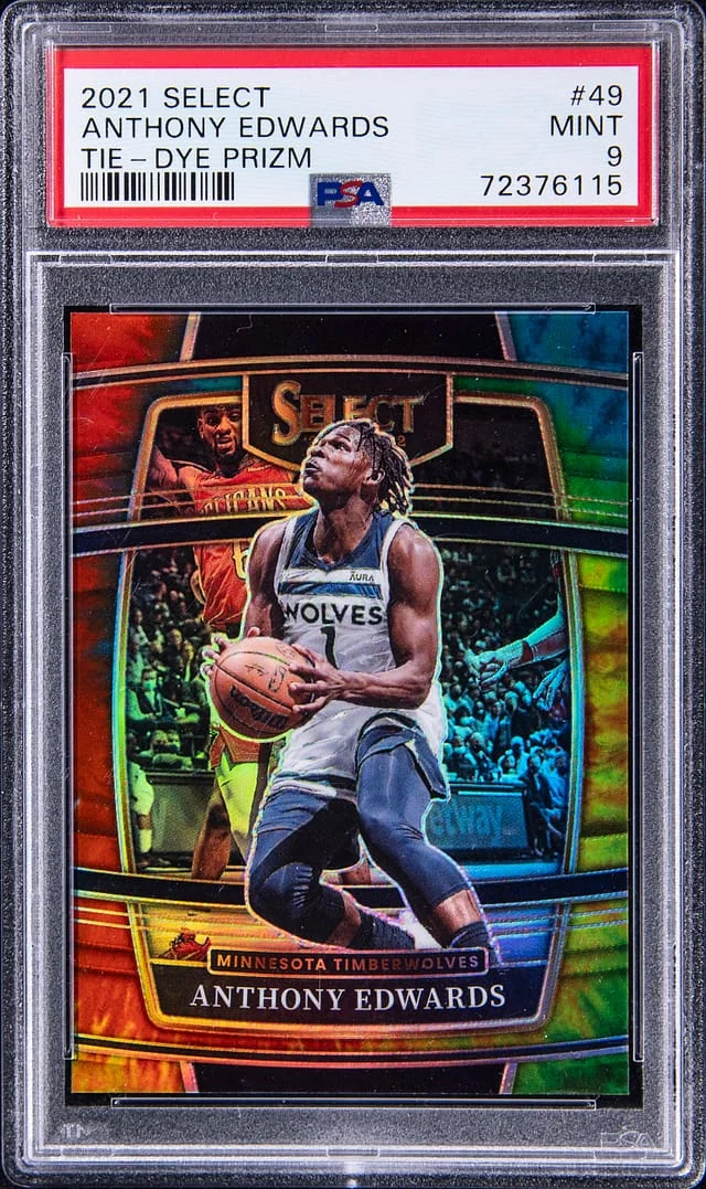 2021-22 Panini Select Anthony Edwards Tie-Dye Prizm #49 card image