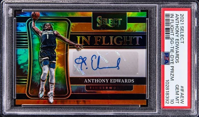 2021-22 Panini Select Anthony Edwards In Flight Signatures Neon Green Prizm #IF-AEW card image