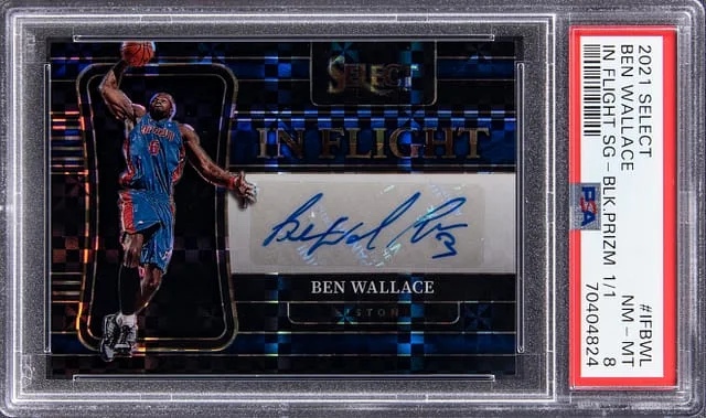 2021-22 Panini Select Ben Wallace In Flight Signatures Black Prizm #IF-BWL card image