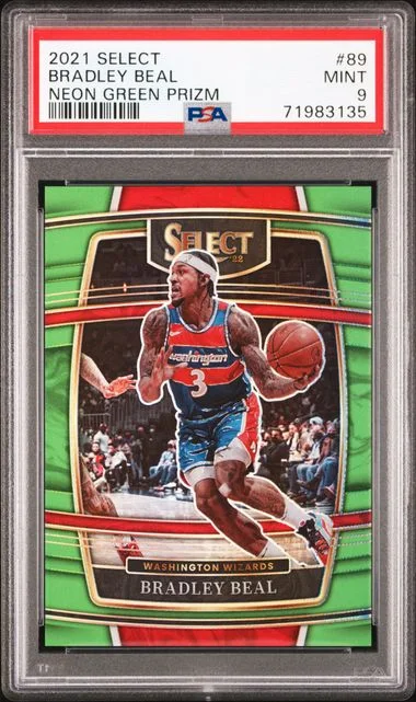 2021-22 Panini Select Bradley Beal Neon Green Prizm #89 card image