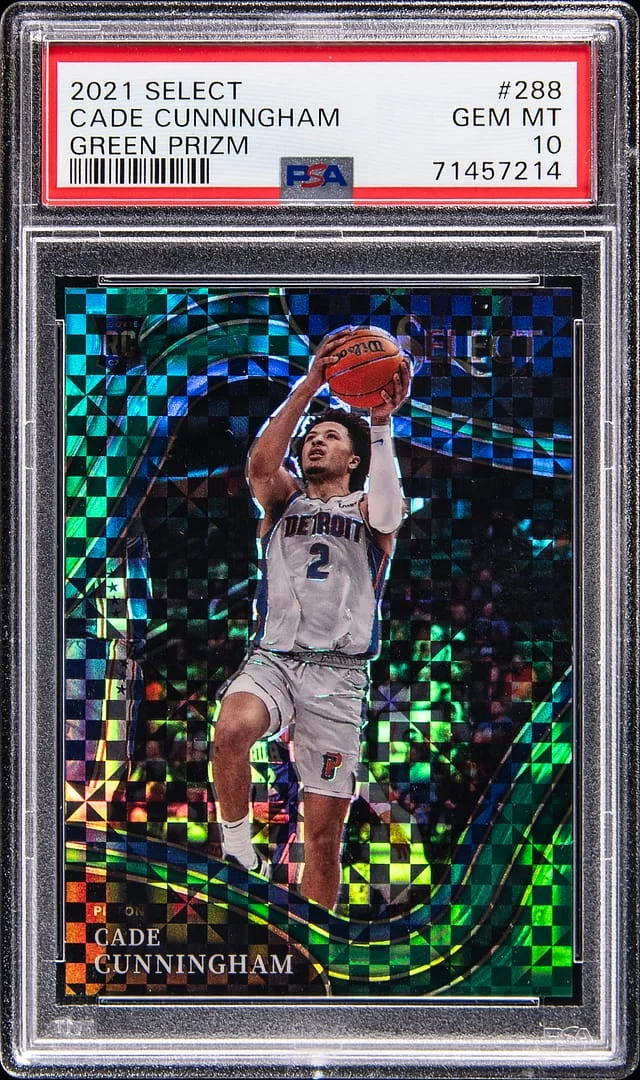 2021-22 Panini Select Cade Cunningham Green Prizm #28 card image