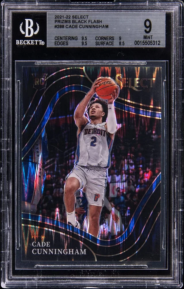 2021-22 Panini Select Cade Cunningham Black Flash Prizm #288 card image