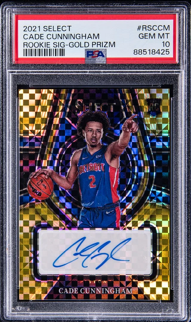 2021-22 Panini Select Cade Cunningham Signature Gold Prizm #RS-CCM card image