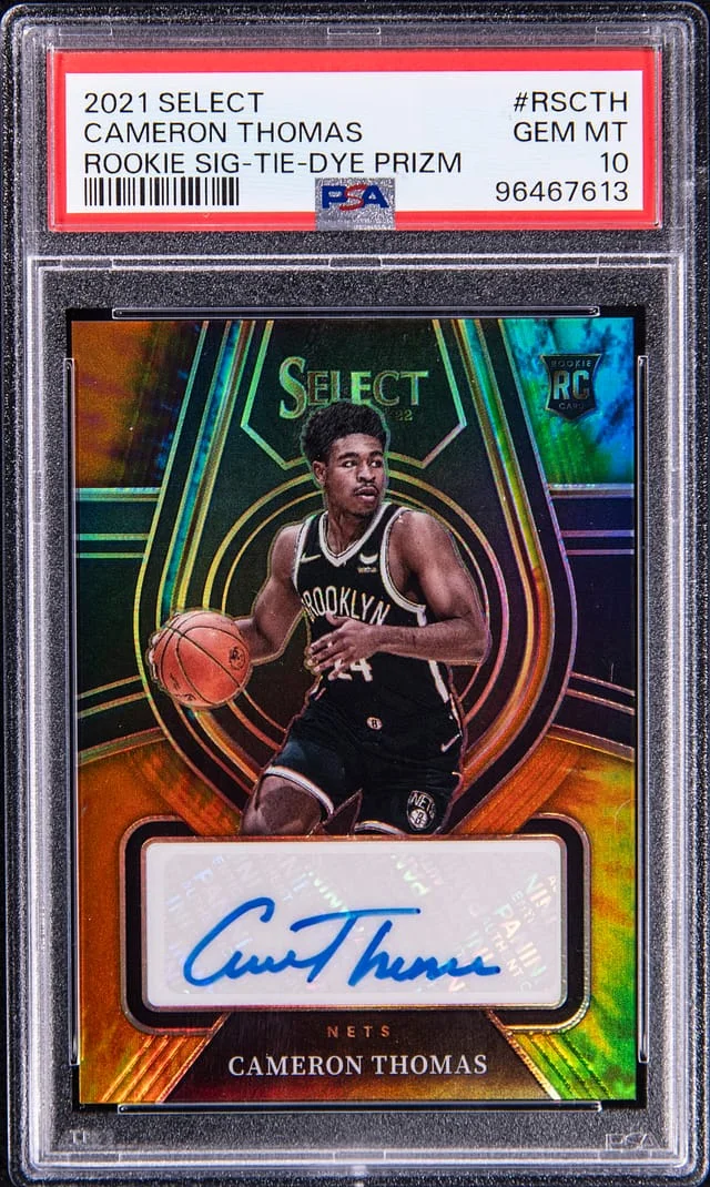 2021-22 Panini Select Cameron Thomas Signature Tie-Dye Prizm #RS-CTH card image
