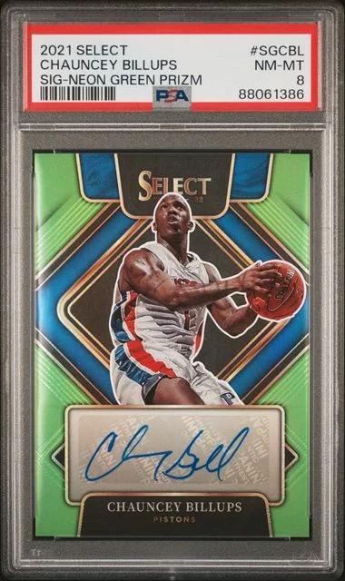 2021-22 Panini Select Chauncey Billups Signatures Neon Green Prizm #SGCBL card image