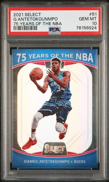 2021-22 Panini Select Giannis Antetokounmpo 75 Years Of The NBA #51 card image