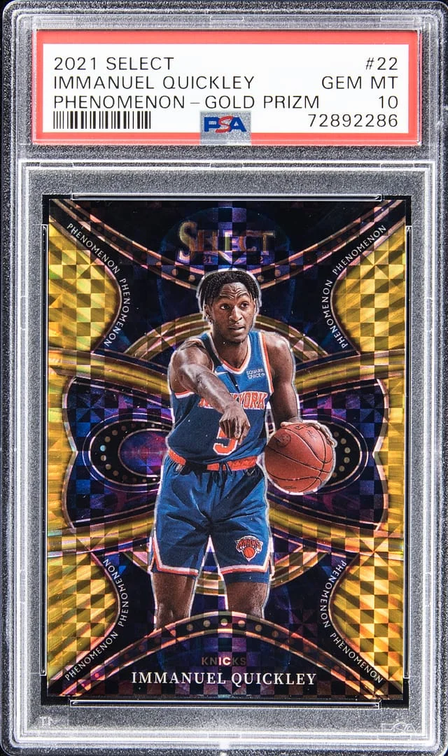 2021-22 Panini Select Immanuel Quickley Phenomenon Gold Prizm #22 card image