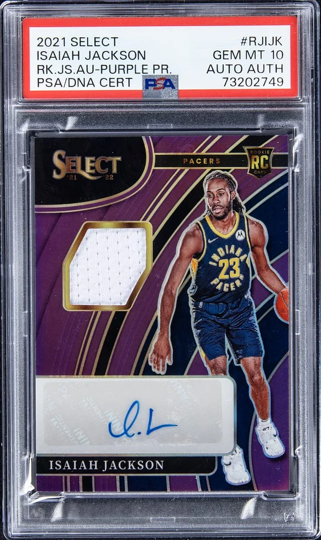2021-22 Panini Select Isaiah Jackson Jerseys Autograph Purple #RJIJK card image