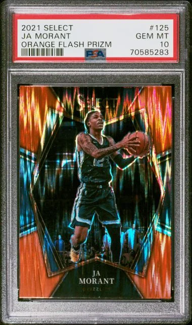 2021-22 Panini Select Ja Morant Neon Orange Pulsar Prizm #125 card image