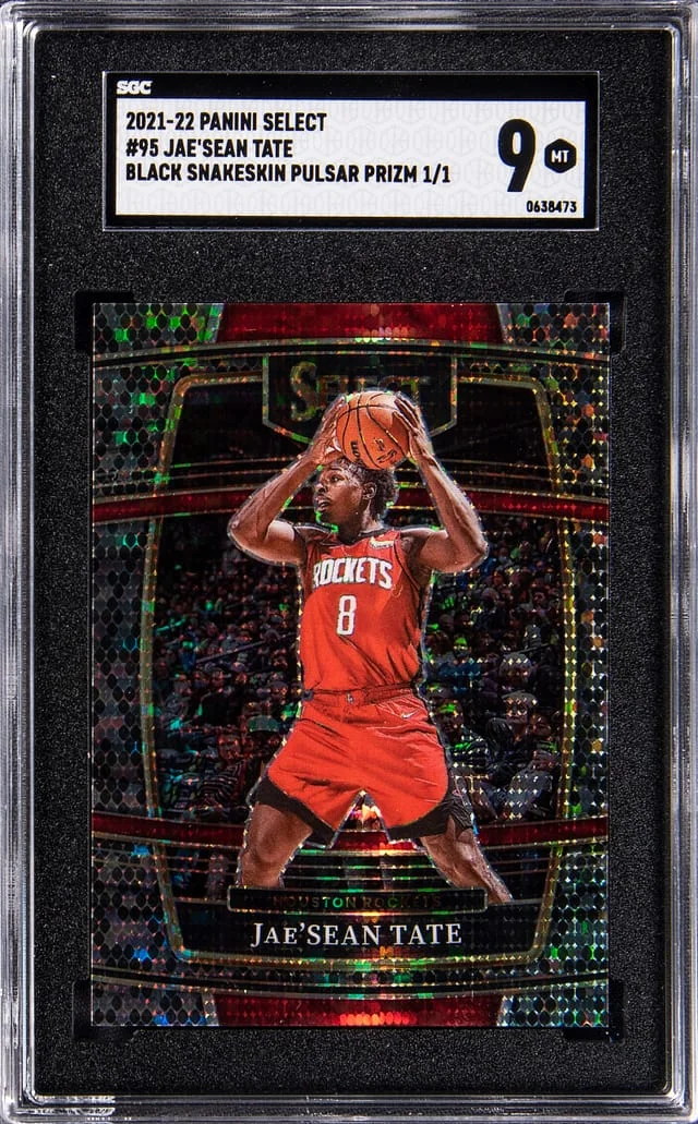 2021-22 Panini Select Jae'Sean Tate Black Snakeskin Pulsar Prizm #95 card image