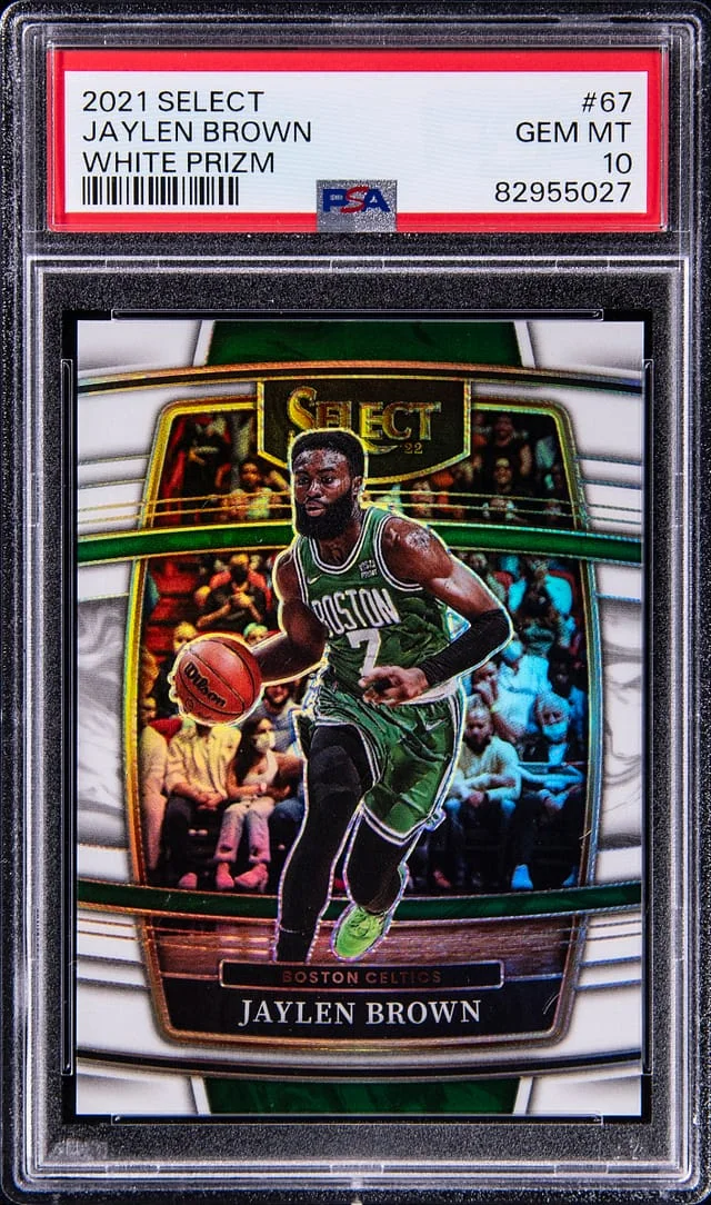 2021-22 Panini Select Jaylen Brown White Prizm #67 card image