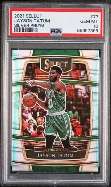 2021-22 Panini Select Jayson Tatum Silver Prizm #77 card image