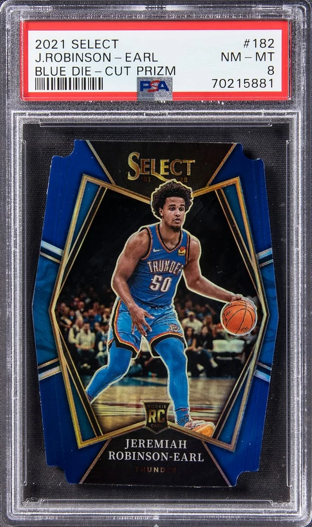 2021-22 Panini Select Jeremiah Robinson-Earl Blue Die-Cut Prizm #182 card image