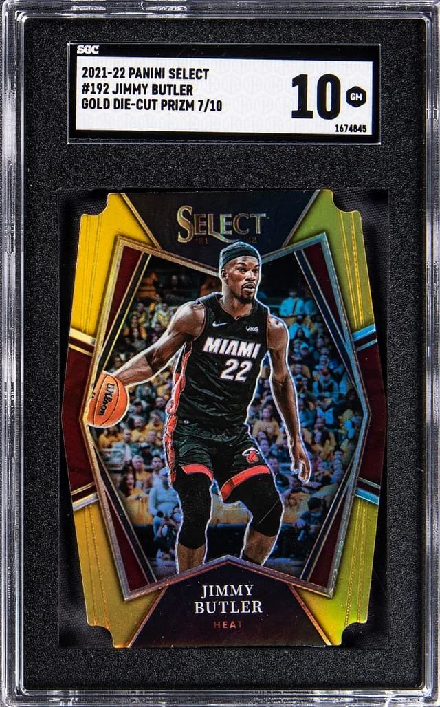 2021-22 Panini Select Jimmy Butler Gold Die-Cut Prizm #192 card image