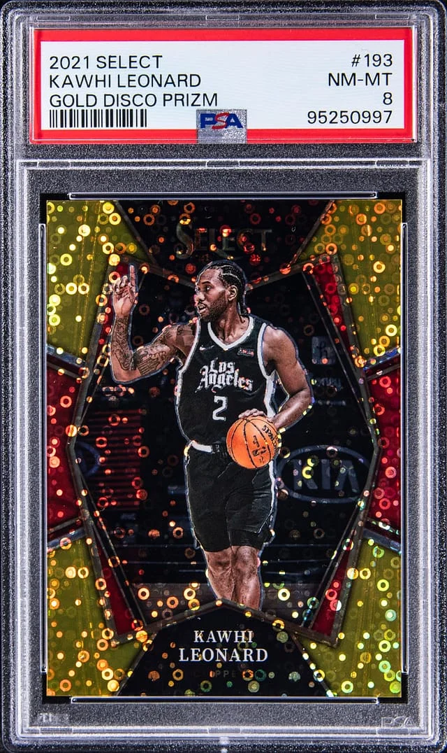 2021-22 Panini Select Kawhi Leonard Gold Disco Prizm #193 card image