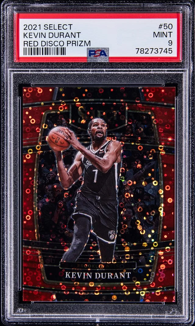 2021-22 Panini Select Kevin Durant Red Disco Prizm #50 card image