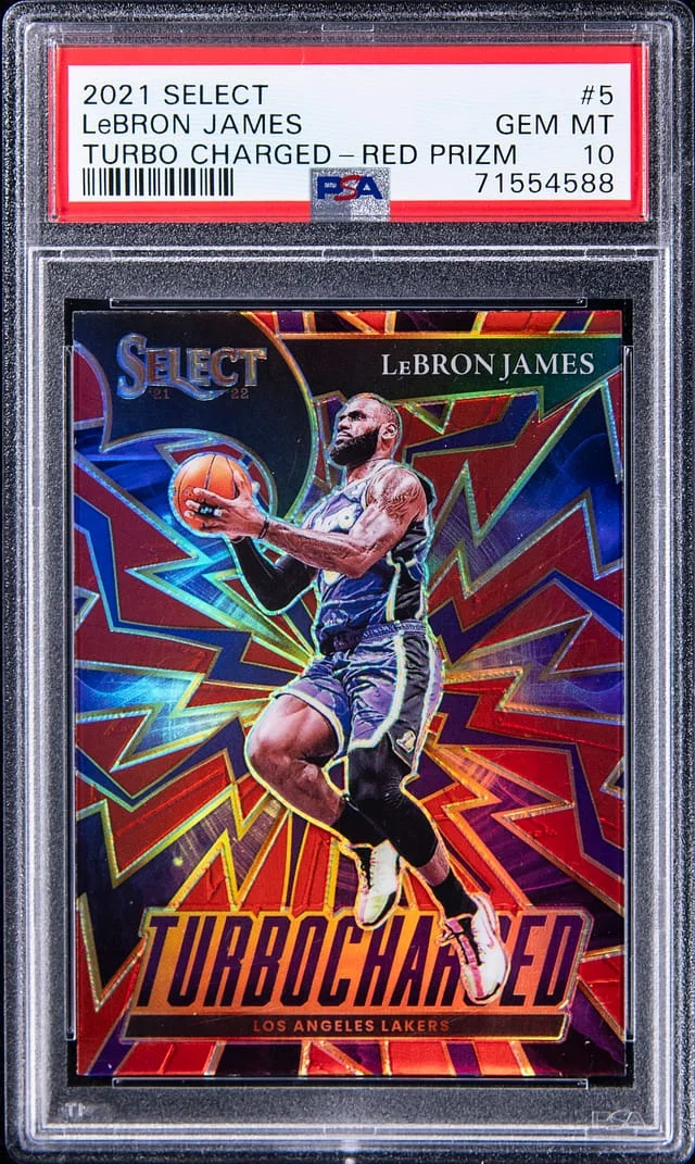 2021-22 Panini Select LeBron James Turbo Charged Red Prizm #5 card image
