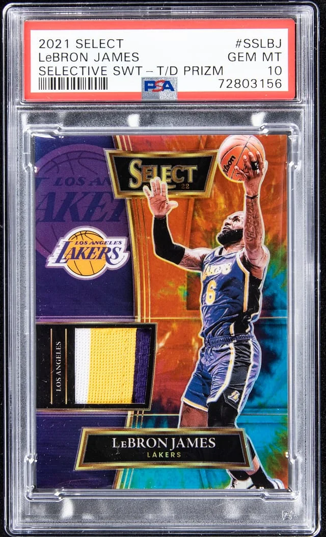 2021-22 Panini Select LeBron James Selective Swatches Gold Prizm #SS-LBJ card image