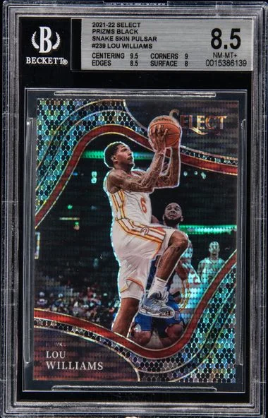 2021-22 Panini Select Lou Williams Black Snake Skin Pulsar Prizm #239 card image