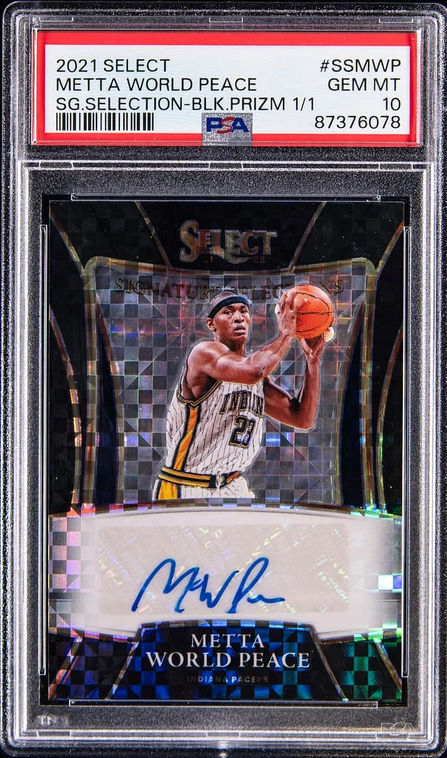 2021-22 Panini Select Metta World Peace Signature Selections Black Prizm #SS-MWP card image