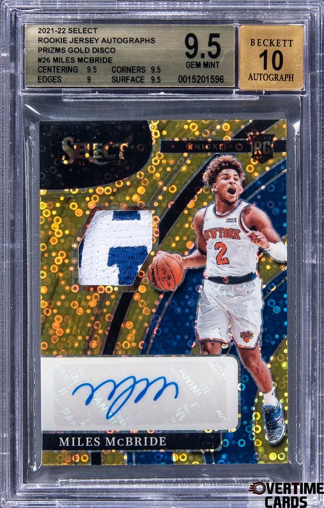 2021-22 Panini Select Miles McBride Jersey Autographs Gold Disco Prizm #RJ-MMB card image