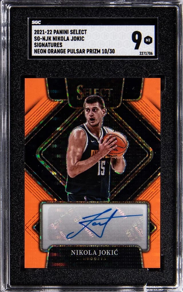 2021-22 Panini Select Nikola Jokic Signatures Neon Green Prizm #SG-NJK card image
