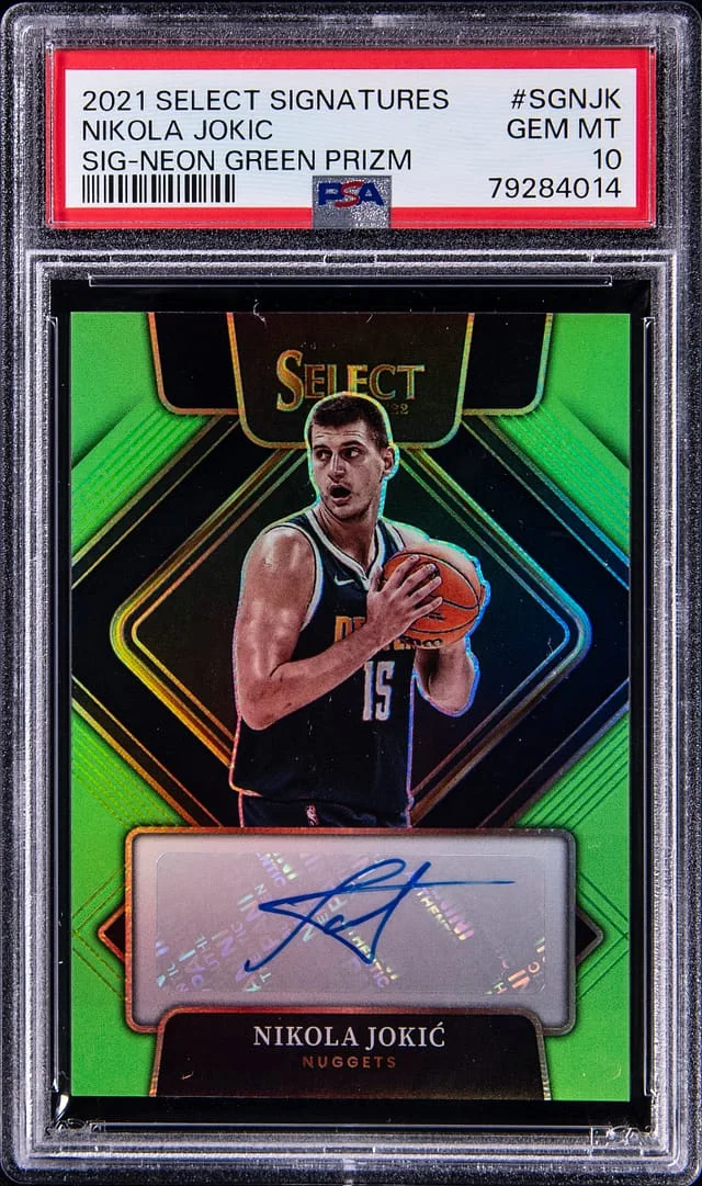 2021-22 Panini Select Nikola Jokic Signatures Neon Green Prizm #SGNJK card image
