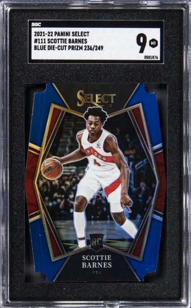 2021-22 Panini Select Scottie Barnes Blue Die-Cut Prizm #111 card image