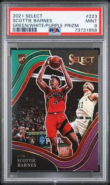 2021-22 Panini Select Scottie Barnes Cards Green/White/Purple Prizm #223 card image