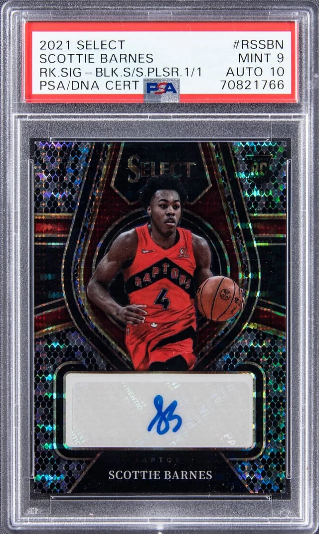 2021-22 Panini Select Scottie Barnes Signatures Black Snake Skin Pulsar Prizm #RS-SBN card image