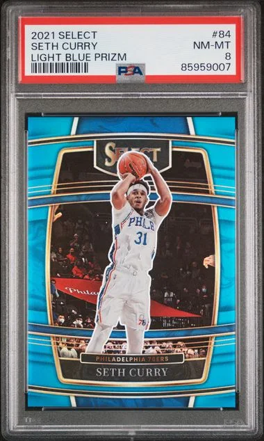 2021-22 Panini Select Seth Curry Light Blue Prizm #84 card image