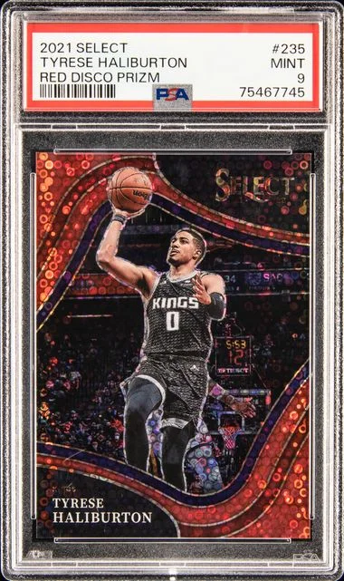 2021-22 Panini Select Tyrese Haliburton Red Disco Prizm #235 card image