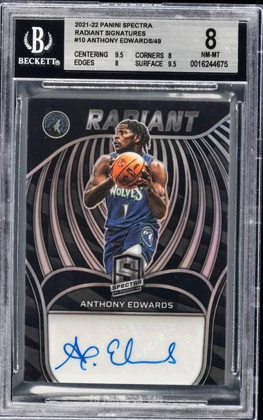 2021-22 Panini Spectra Anthony Edwards Radiant Signatures #10 card image