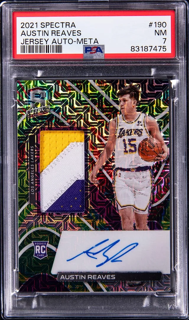 2021-22 Panini Spectra Austin Reaves Jersey Autograph Interstellar #190 card image