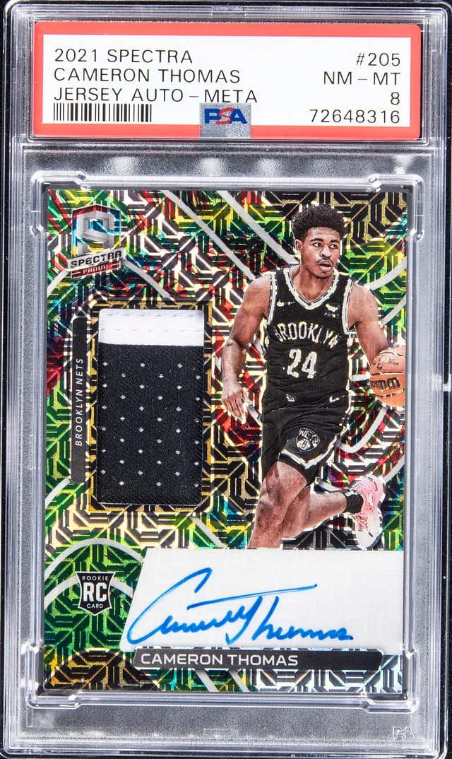 2021-22 Panini Spectra Cameron Thomas Jersey Autograph Meta #205 card image