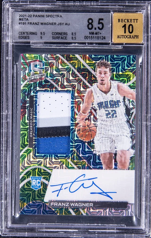 2021-22 Panini Spectra Franz Wagner Jersey Autographs Meta Prizm #191 card image