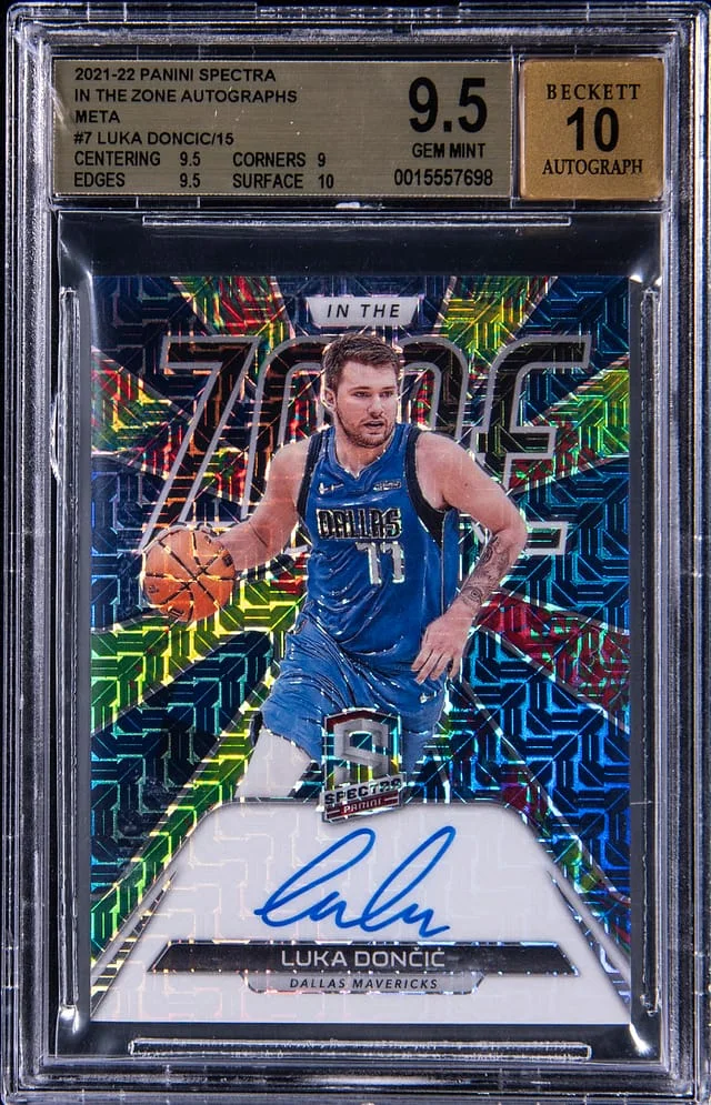 2021-22 Panini Spectra Luka Doncic In The Zone Autographs Meta #ITZ-LUD card image