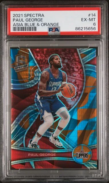 2021-22 Panini Spectra Paul George Asia Blue & Orange #14 card image