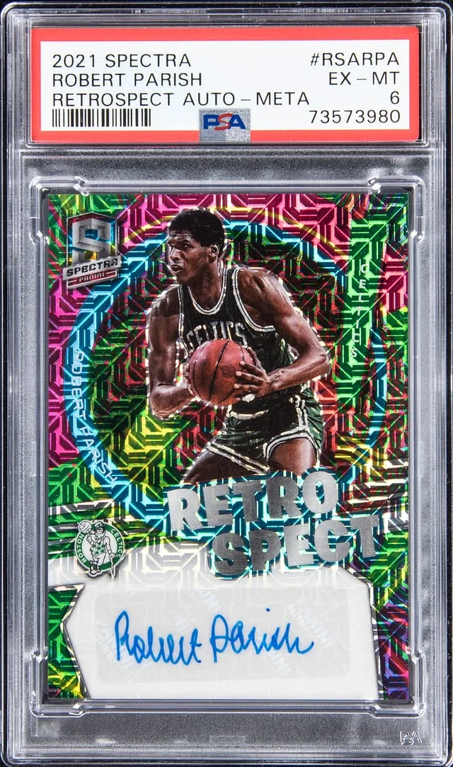 2021-22 Panini Spectra Robert Parish Retrospect Autograph Meta #RSARPA card image