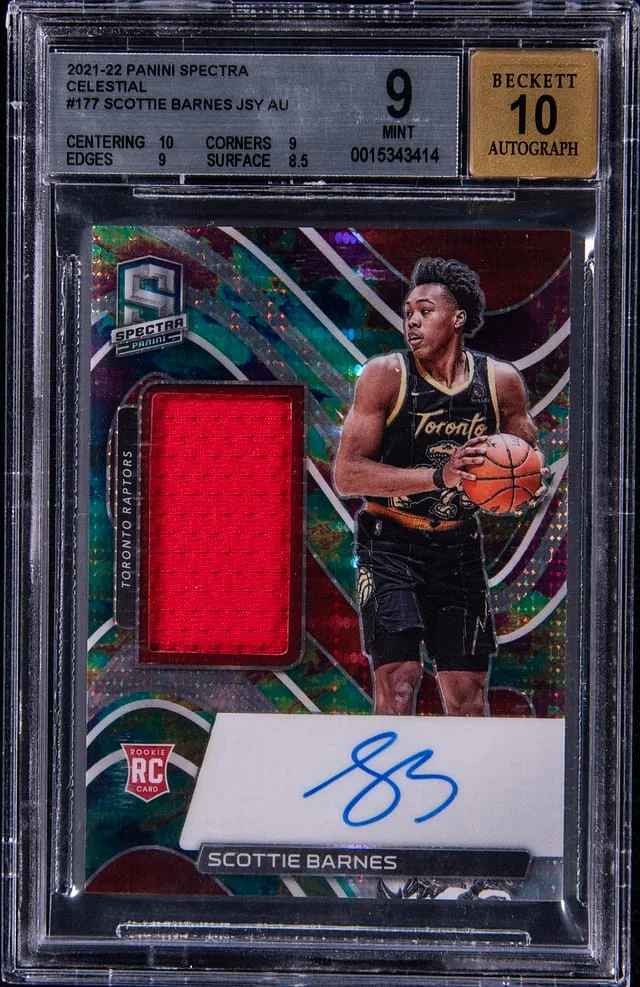 2021-22 Panini Spectra Scottie Barnes Jersey Autograph Meta #177 card image