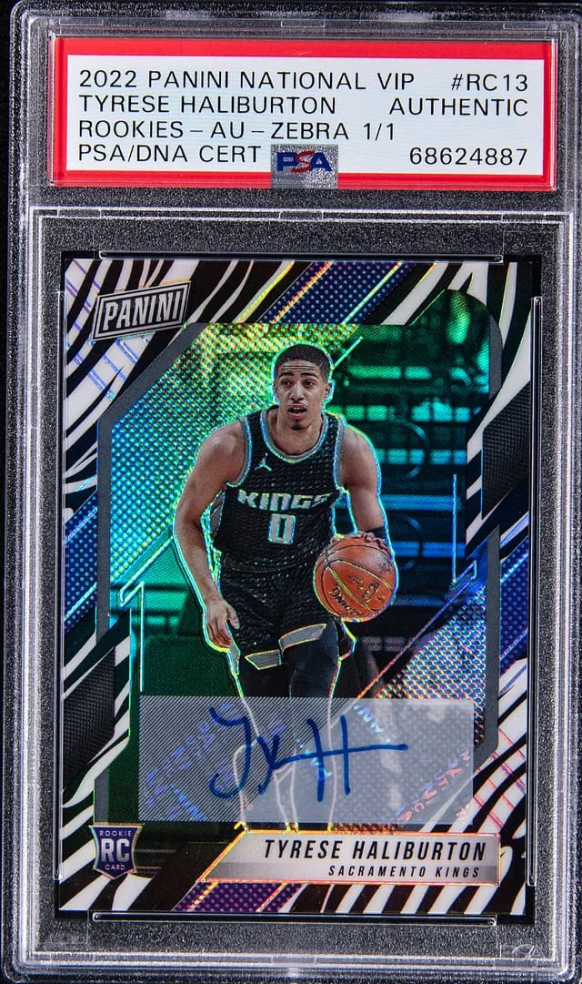 2021-22 Panini Tyrese Haliburton National VIP Rookies Zebra Autograph #RC13 card image