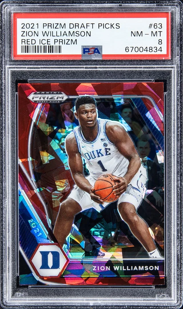 2021-22 Prizm Zion Williamson Draft Picks Red Ice Prizm #63 card image