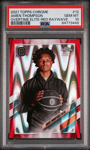 2021-22 Topps Chrome Amen Thompson Overtime Elite Red Raywave #12 card image