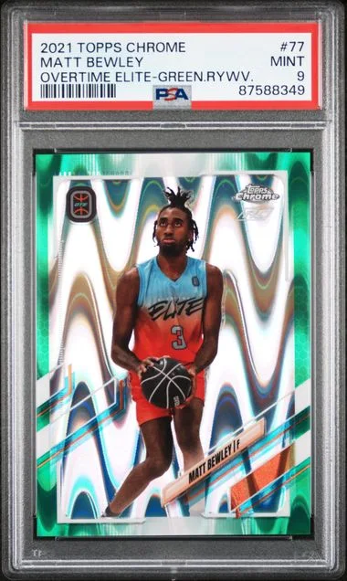 2021-22 Topps Chrome Matt Bewley Overtime Elite Green Ray Wave #77 card image