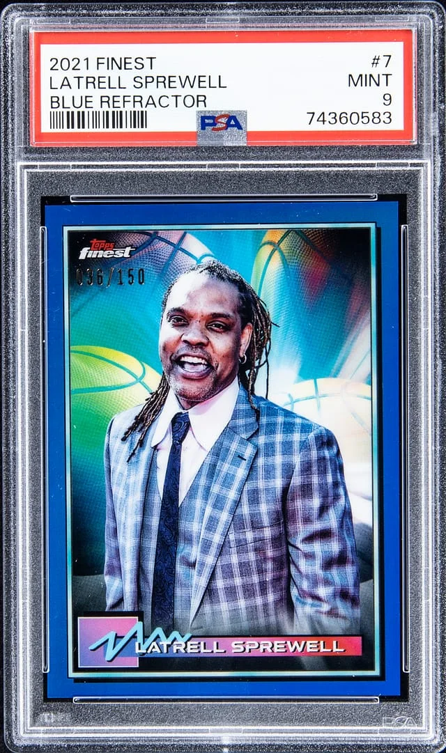 2021-22 Topps Finest Latrell Sprewell Blue Refractor #7 card image