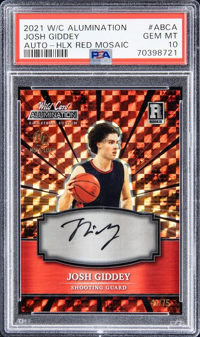 2021-22 Wild Card Alumination Autograph Holo-Lux Red Mosaic Josh Giddey #ABCA card image