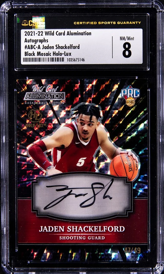 2021-22 Wild Card Alumination Black Mosaic Holo Lux Jaden Shackelford #ABC-A card image