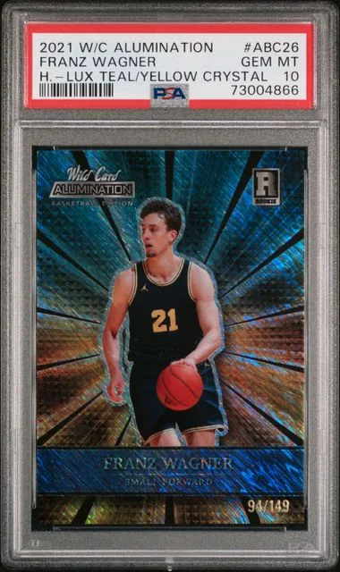 2021-22 Wild Card Alumination Holo-Lux Teal/Yellow Crystal Franz Wagner #ABC26 card image